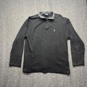 Polo Sweater Mens XL Black Jeans Co Ralph Lauren Quarter Zip Pullover Cotton